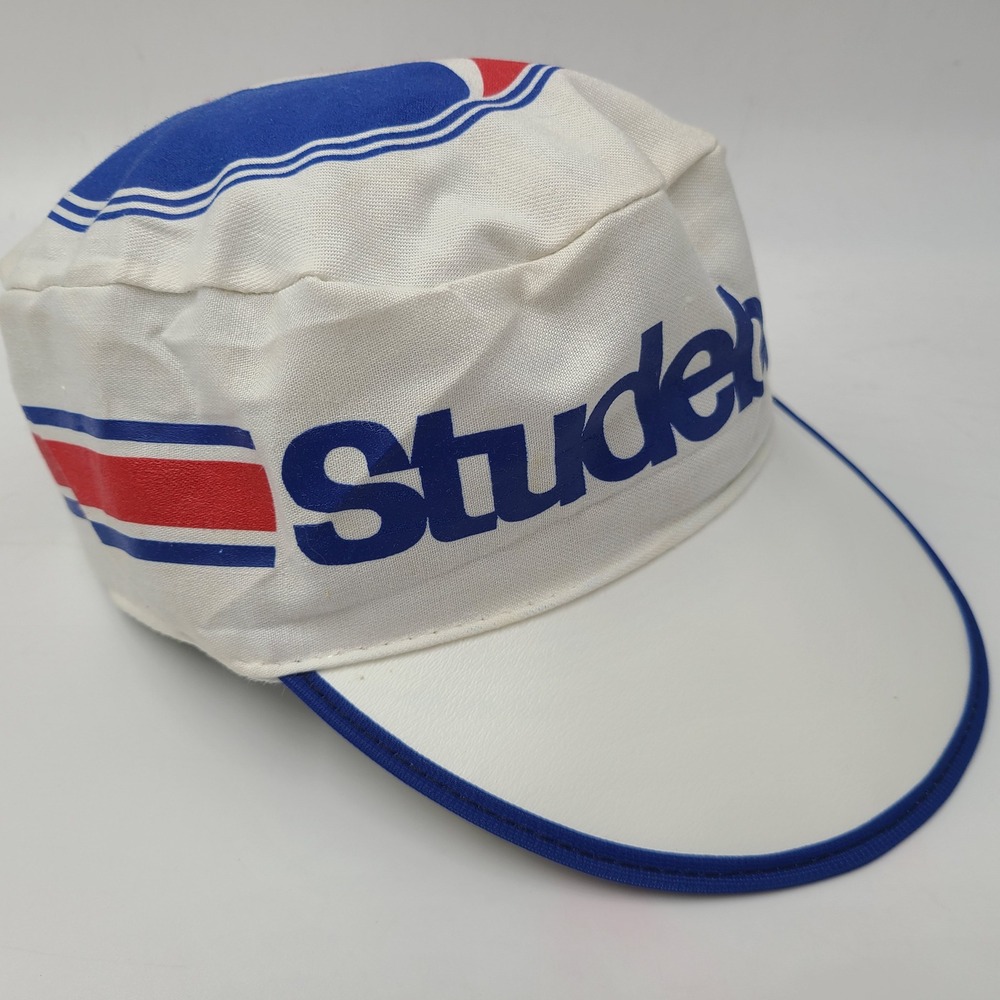 Vintage Studebaker Hat Fitted One Size White Blue Red Painters Cap Car Auto Men